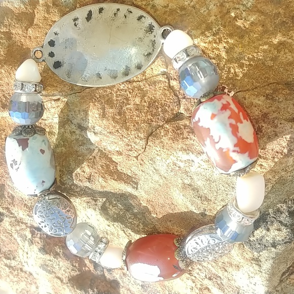 Hand Crafted Jewelry - Silver & Beaded Bracelet